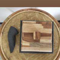Gambar cobek batu kotak 20cm tutup kayu jati dari cobek batu watubhumi Kota Magelang 1 Tokopedia