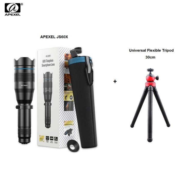 Gambar APEXEL APL-JS60X - 60X Telephoto Smartphone Lens FREE FLEXIBLE TRIPOD dari LaniaShop Kota Administrasi Jakarta Barat Tokopedia