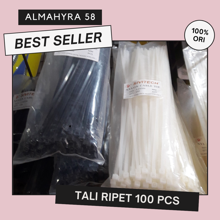 Gambar Kabel Ties Hitam dan putih 100 Pcs dari Almahyra 58 Kota Bandung Tokopedia