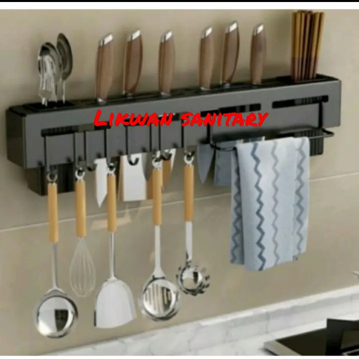 Rak dapur hitam stainless 40 cm/ rak pisau stainless hitam 0