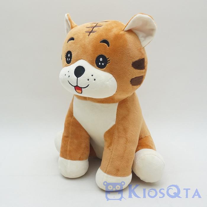 Gambar boneka macan cute tiger kucing duduk coklat putih melet large dari Kiosqta Kota Surabaya Tokopedia