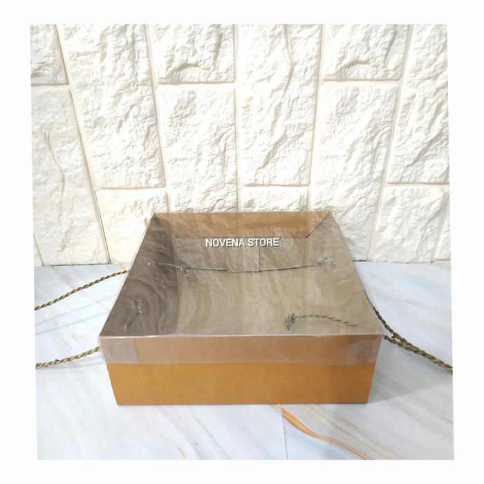 Gambar BOX KOTAK DUS HAMPERS BAHAN KRAFT TUTUP MIKA 20X20X7,5CM dari TOKO NOVENA STORE Kota Administrasi Jakarta Barat Tokopedia