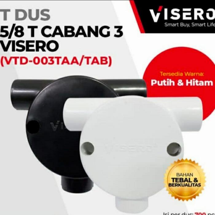 Gambar T Dus 5/8 T Cabang 3 Hitam Visero VTD-003TAB dari Voltadigital12 Kota Yogyakarta Tokopedia