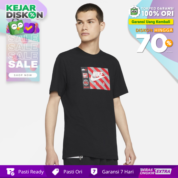 Gambar Kaos Nike Original Pria Sportswear Swoosh By AIR - Hitam dari N3 STUFF Kab. Lamongan Tokopedia