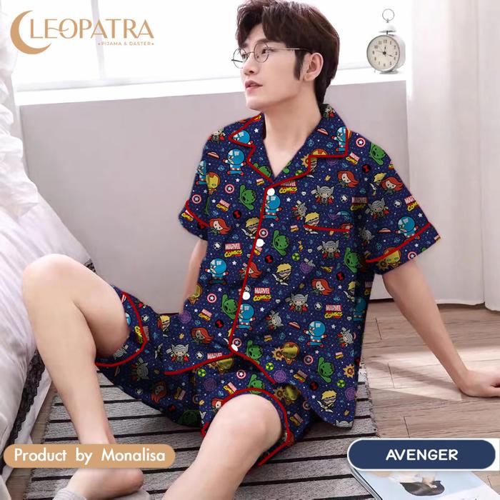 Gambar Piyama pria dewasa lengan pendek celana pendek 3 dari Sprei Emak Kota Administrasi Jakarta Selatan Tokopedia