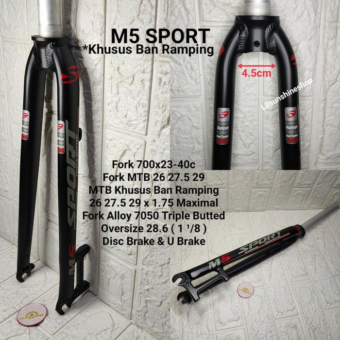 Gambar Fork Rigid M5 Sport Oversize 700 x 23/40c MTB 26 27.5 29 x 1.75 Max dari LilsunshineshopBikePart Kab. Jember Tokopedia