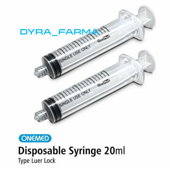 Gambar Spuit syringe Disposabke 20ml Luer Lock Onemed/Jarum Suntik 20cc Box dari DYRA FARMA Kab. Jember Tokopedia