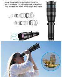 Gambar APEXEL APL-JS60X - 60X Telephoto Smartphone Lens FREE FLEXIBLE TRIPOD dari LaniaShop Kota Administrasi Jakarta Barat 4 Tokopedia
