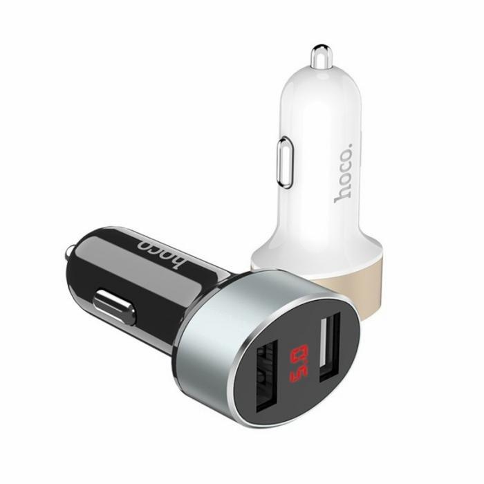 Gambar HOCO Z26 Car Charger Dual USB Port LED Digital Display Fast Charging dari Barang Flashsale Jogja Kab. Sleman Tokopedia
