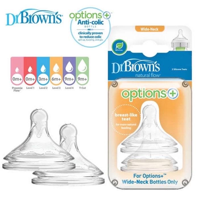 Gambar Dr Brown Nipple Options+ Wide Neck 2 pcs / pack Dot Botol wide neck dari Aston baby shop Kota Medan Tokopedia