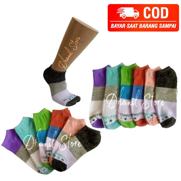 Gambar Kaos Kaki Cewek Motif Belang Warna Isi 12 Pasang Pendek Semata Kaki dari Ad sock Kota Bekasi Tokopedia