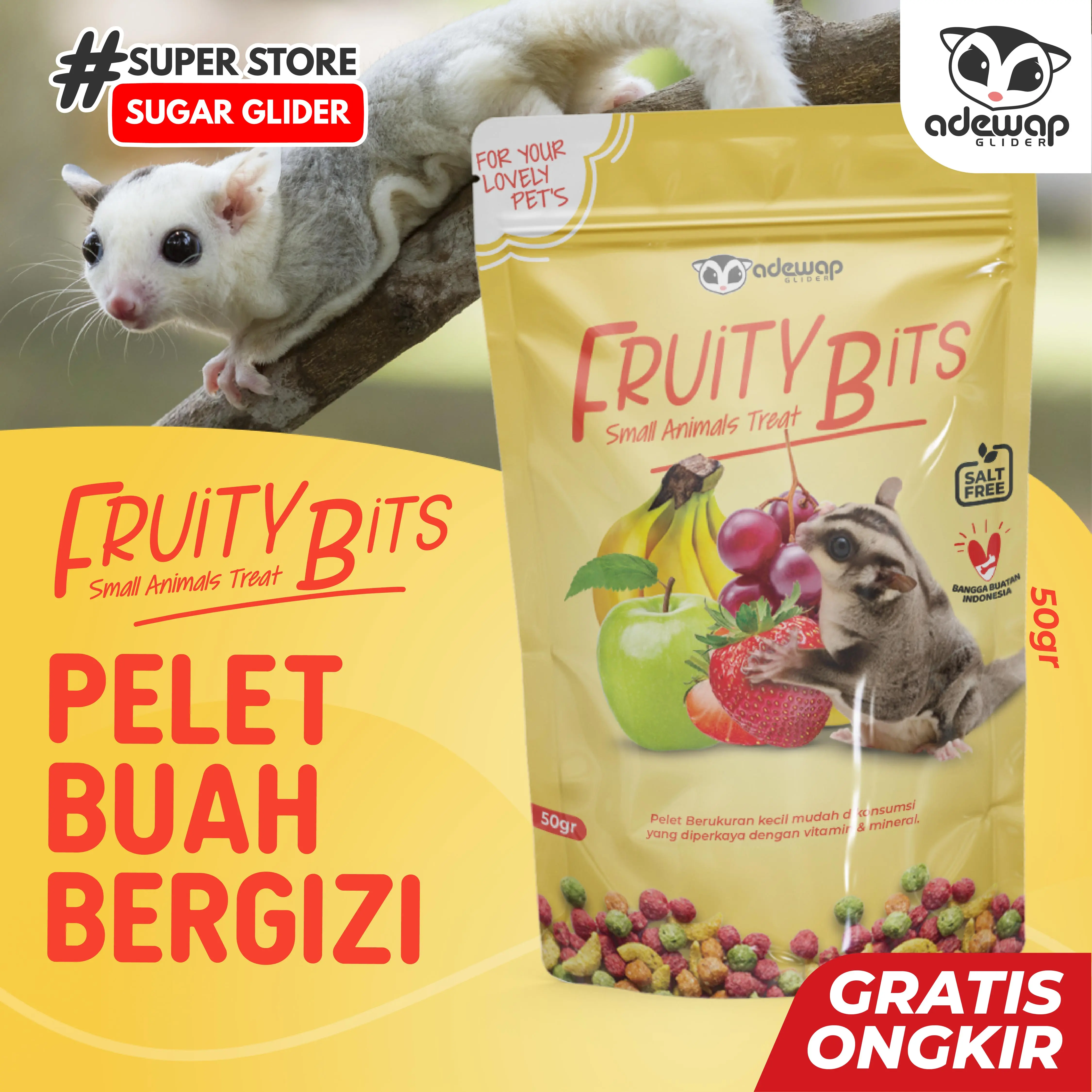 Fruity Bits Pelet Buah Instan Nutrisi / Dry Food Fruit Sugar Glider