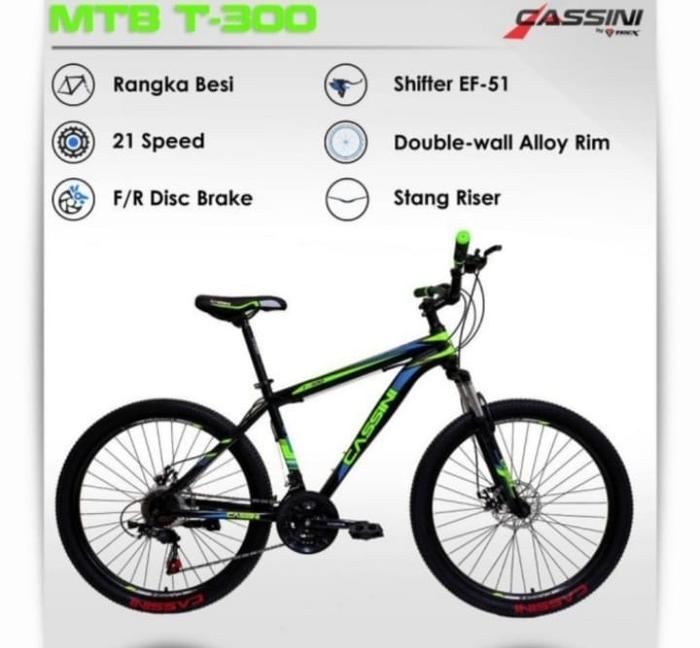Gambar SEPEDA MTB 26 CASSINI T-300 3 x 7 SPEED MECHANICAL DISC BRAKE dari Kayumas Bike Kota Denpasar Tokopedia