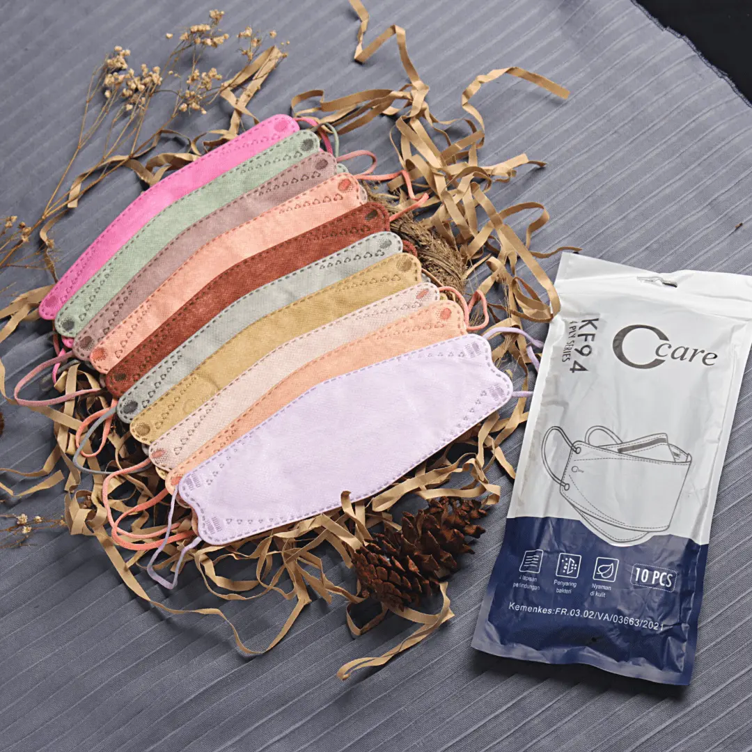 Masker Korea KF94, 4ply. Tali Satu Warna dengan Masker