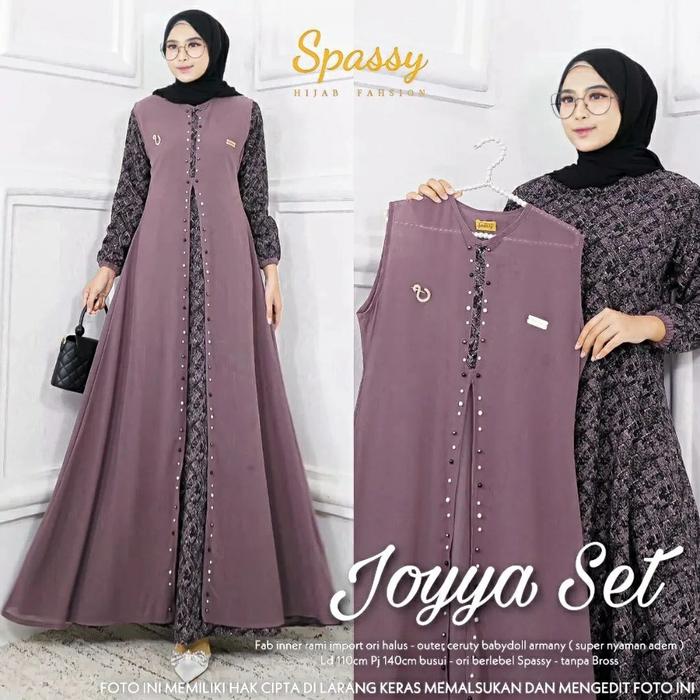 Gambar setelan wanita kekinian muslim set gamis rompi wanita bw7709 joyya dari marshaimarah Kab. Sidoarjo Tokopedia
