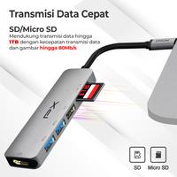 Gambar USB Hub Converter Type C Hub Adapter Laptop Macbook Ipad Tablet Type C 3.1 to HDMI 4K USB 3.0 Memory Card SD Card Micro SD up to 1TB 6 Port 6 in 1 PX UCH160 dari PX Official Store Kota Administrasi Jakarta Utara 4 Tokopedia