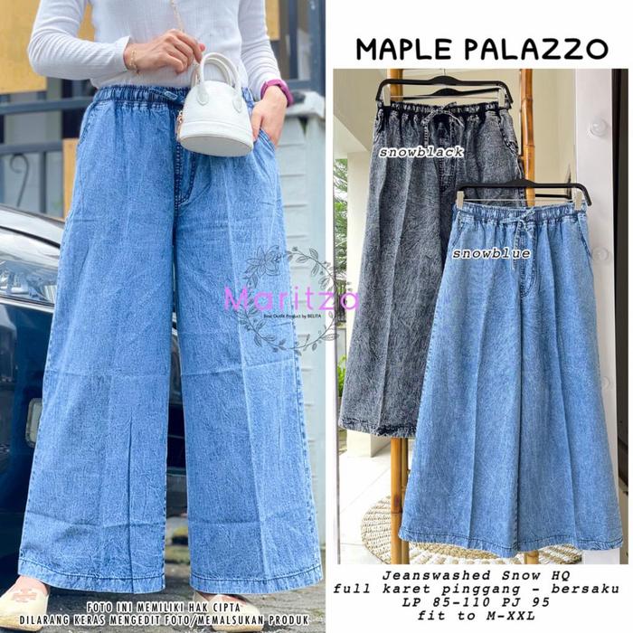 Gambar new maple palazzo celana jeans kulot wanita warna snow cantik dari ILYASSA SHOP SOLO Kota Surakarta Tokopedia