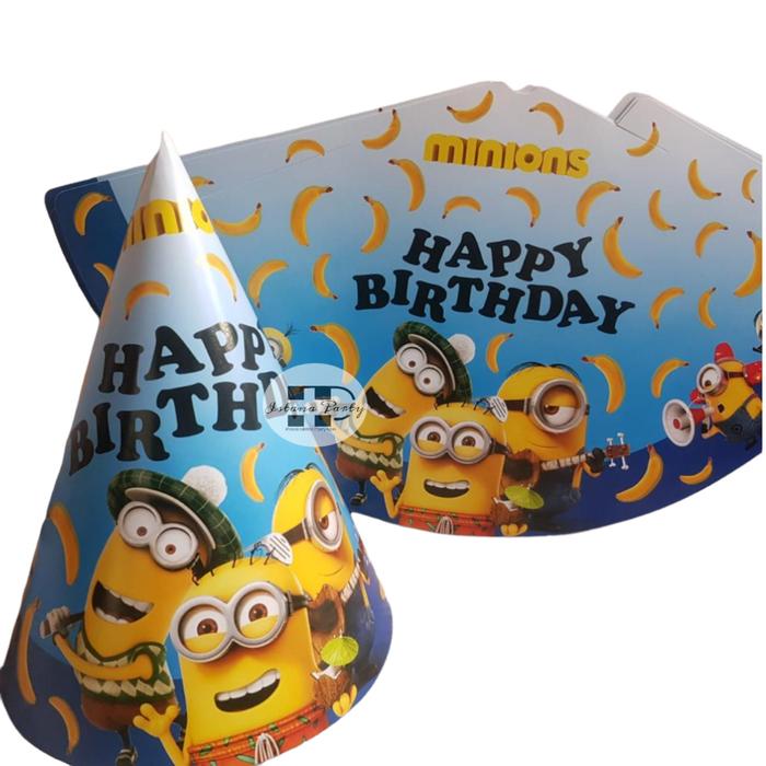 Gambar topi ulang tahun kerucut / topi pesta karakter minion despicable dari Istanaparty Kota Administrasi Jakarta Barat Tokopedia