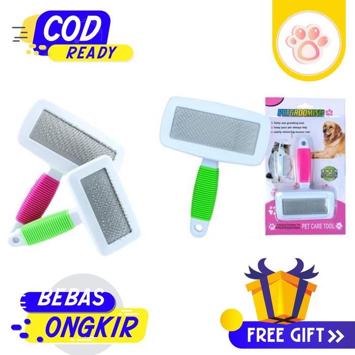Gambar Sisir Bulu Hewan Anjing Kucing Premium Tapak Slicker Brush Free Gift dari Surga Anabul Petshop Kota Semarang Tokopedia