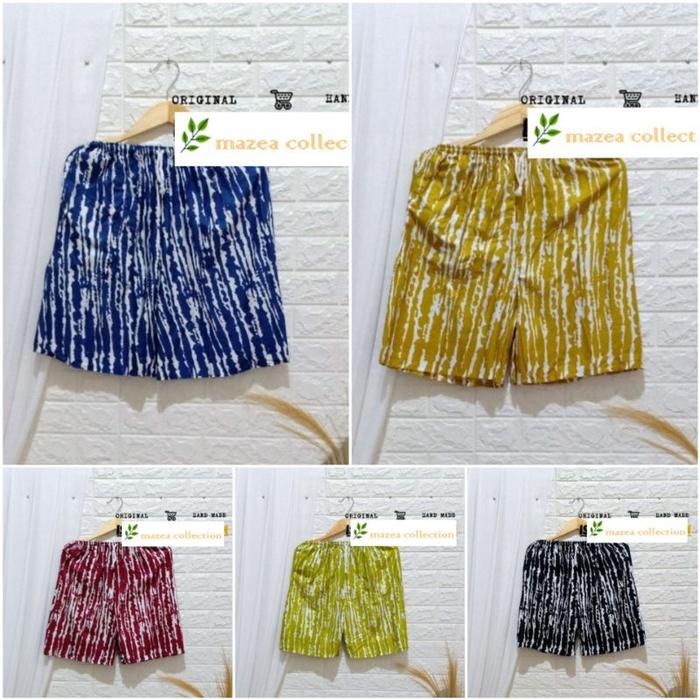 Gambar Celana Pendek Wanita/Pria Santai Motif Tie Dye Stripe Rayon Prima dari mazea collection_NEW Kab. Sleman Tokopedia