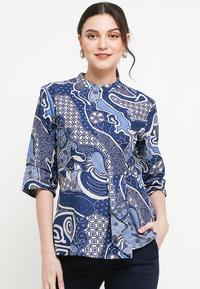 Gambar Arjuna Weda Blouse Batik Samudra - Biru dari Batik ArjunaWeda Kota Administrasi Jakarta Timur 1 Tokopedia