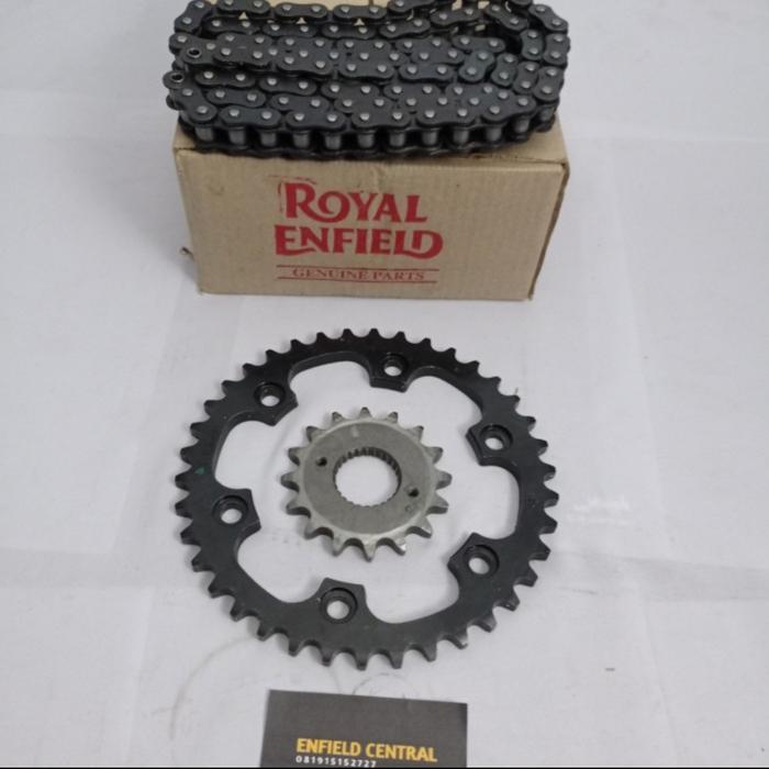 Gambar gear rantai set original royal enfield classic 500 tipe cakram dari Enfield Central Kota Bekasi Tokopedia