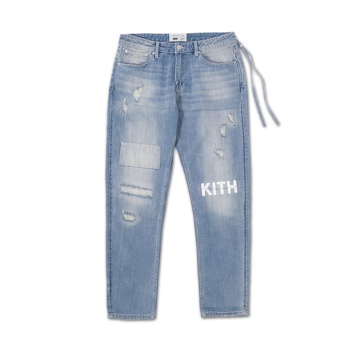 Gambar Kith Varick Letter Denim Jeans Washed Light Blue dari SANGKIL Kota Tangerang Tokopedia