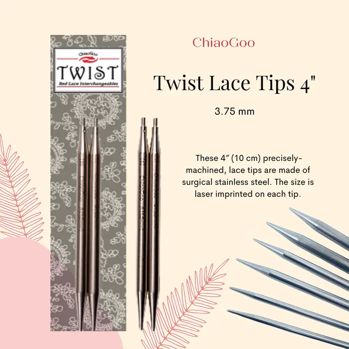 Gambar Jarum Rajut ChiaoGoo Twist Lace IC Tips 4" (10 cm) - 2.50mm dari Nofiberphobia Kota Surabaya 4 Tokopedia