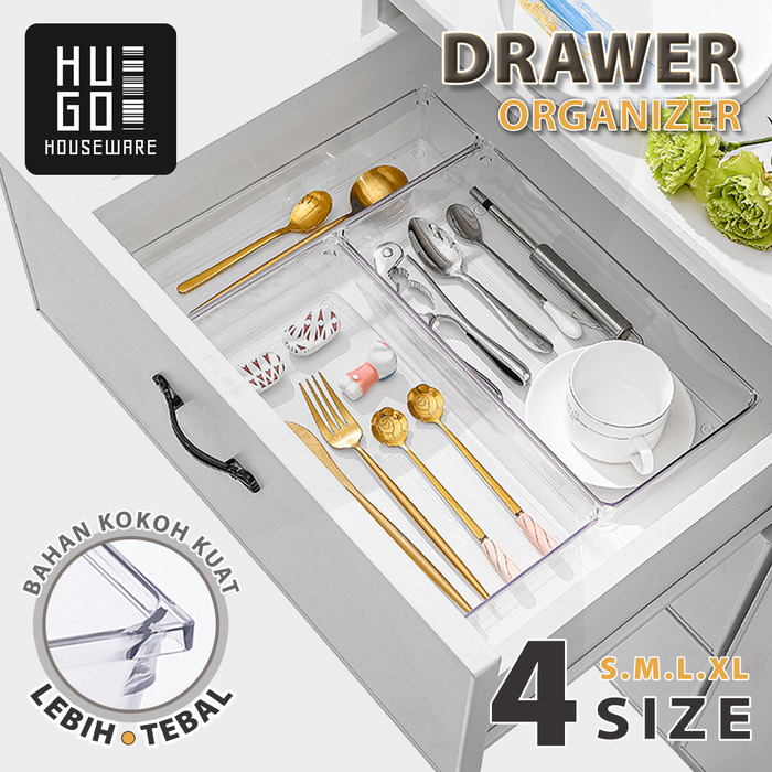 Gambar HUGO Organizer Laci Sendok Garpu Sumpit Sekat Laci Dapur Bening Tebal dari Hugo Houseware Kota Tangerang Tokopedia