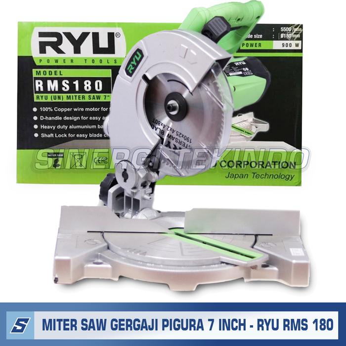 Gambar Mesin Potong Aluminium Kayu - RYU Miter Saw RMS 180 RMS180 [7Inch] dari SINERGITEKINDO Kota Yogyakarta Tokopedia