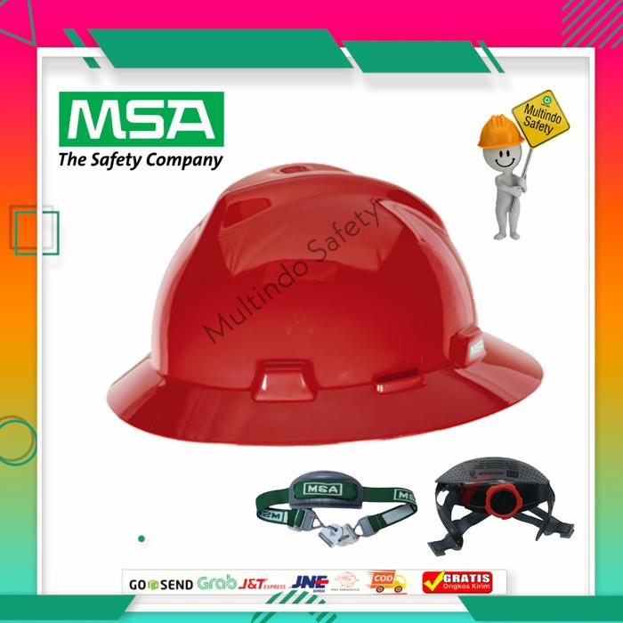 Gambar Helm Proyek Kerja Safety MSA Lokal Fullbrim Fastrack+Tali Dagu - Merah dari Multindo Safety Kota Administrasi Jakarta Barat Tokopedia
