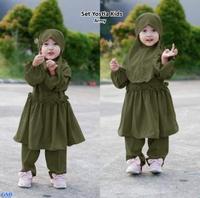 Gambar Baju Setelan Muslim Anak Perempuan/Cewek - Setelan yostia kids army dari Topi Apik Jakarta Utara 3 Tokopedia