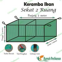 Gambar Keramba/Jaring ikan ukuran ( 2 m x 1 m x 1 m) sekat 2 ruang kasa hijau dari Rumah Perikanan Kab.Ciamis 1 Tokopedia