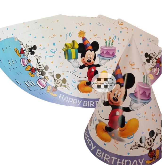 Gambar topi ulang tahun kerucut / topi pesta karakter mickey minnie mouse dari Istanaparty Kota Administrasi Jakarta Barat Tokopedia