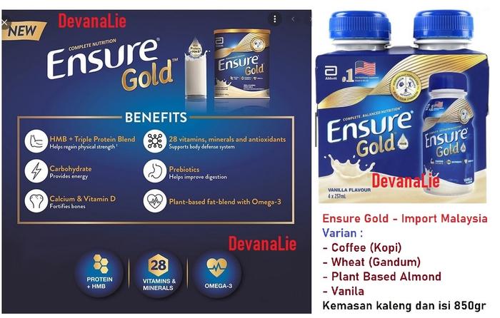 Gambar Malaysia 850gr Susu Abbott Ensure Gold Vanila Wheat Coffee Almond dari devanalie Jakarta Barat Tokopedia