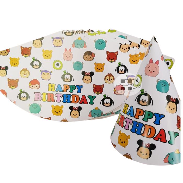 Gambar topi ulang tahun kerucut / topi pesta karakter Tsum Tsum dari Istanaparty Kota Administrasi Jakarta Barat Tokopedia