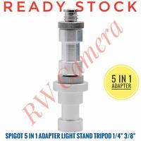 Gambar Spigot 5in1 Adapter Light Stand Flash 1/4" 3/8" Baut Converter Tripod dari RW Camera Kota Tangerang Selatan 2 Tokopedia