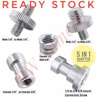 Gambar Spigot 5in1 Adapter Light Stand Flash 1/4" 3/8" Baut Converter Tripod dari RW Camera Kota Tangerang Selatan 5 Tokopedia