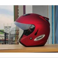 Gambar helm half face double visor GMT/NIELS Maroon Helm Motor SNI murah bisa COD Kaca Motorcycle dari Agus Marco Kota Bekasi 3 Tokopedia