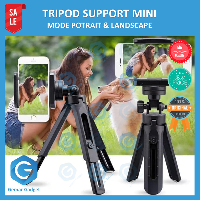 Gambar Tripod Support Mini dengan Holder Smartphone 4 Level Ketinggian Murah dari GemarGadget Kota Surabaya Tokopedia