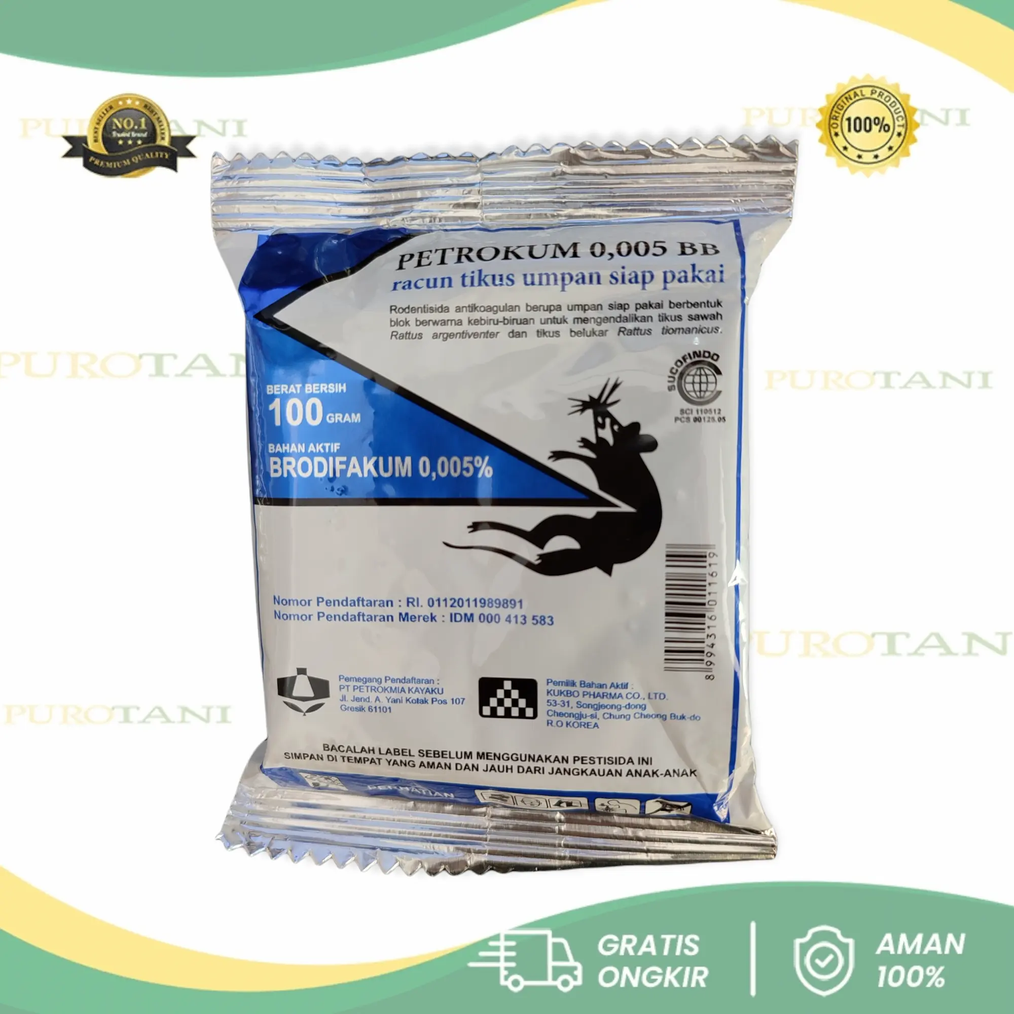 Racun Tikus Petrokum 0.005 100gr Pembasmi Tikus Mati Kering Racun Tikus Ampuh