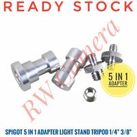 Gambar Spigot 5in1 Adapter Light Stand Flash 1/4" 3/8" Baut Converter Tripod dari RW Camera Kota Tangerang Selatan 3 Tokopedia