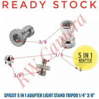Gambar Spigot 5in1 Adapter Light Stand Flash 1/4" 3/8" Baut Converter Tripod dari RW Camera Kota Tangerang Selatan 4 Tokopedia