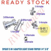 Gambar Spigot 5in1 Adapter Light Stand Flash 1/4" 3/8" Baut Converter Tripod dari RW Camera Kota Tangerang Selatan 1 Tokopedia