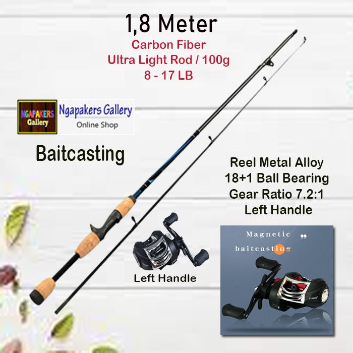 Gambar Set Joran Pancing Baitcasting Carbon Fiber 2 Segments 1,8m Reel Metal dari Ngapakers Gallery Kota Tangerang Selatan Tokopedia