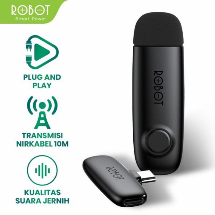 Gambar Robot RS20 Mic Wireless Usb C - Robot Mic Bluetooth Nirkabel Live Vlog dari realstar Kab. Bekasi Tokopedia
