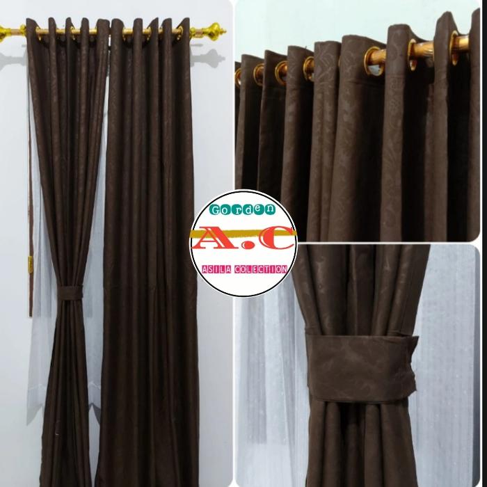 Gambar gorden pintu dan jendela tebal warna cokelat tua dari GORDEN ASILA Kab. Bandung Tokopedia