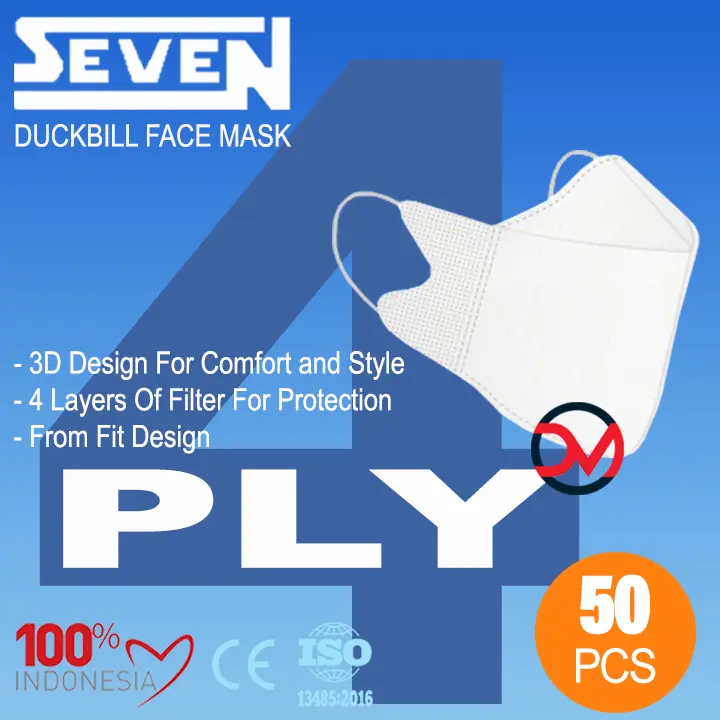 Masker Seven Duckbill 4ply isi 50 / Masker Duckbill 4 ply 7