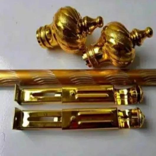 Gambar batang besi gorden full set komplit - gold, 150cm dari GORDEN ASILA Kab. Bandung Tokopedia