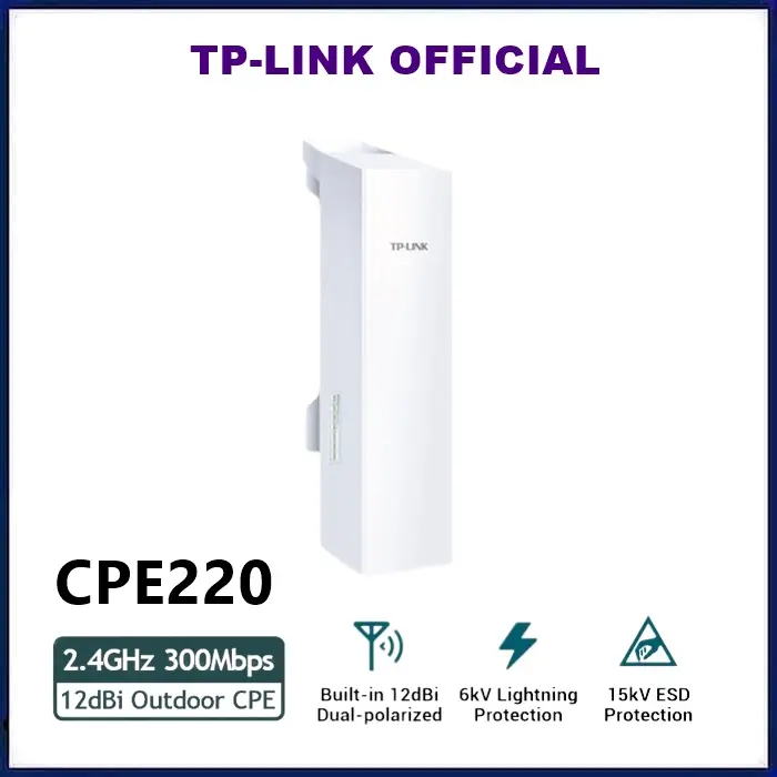 TP-LINK CPE220 2.4GHz 300Mbps 12dBi Outdoor CPE - White